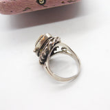 Sterling Silver & Onyx Set Victorian Style Poison Locket Ring Vintage c1970