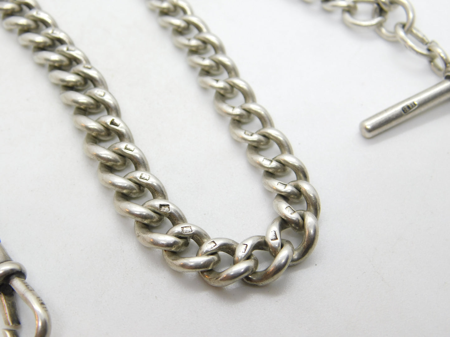 Edwardian Sterling Silver Graduating Albert Watch Chain 1904 London Antique