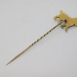 Victorian 9ct Gold & Silver, Old-Cut Diamond Set Lion Stick Pin Antique c1860