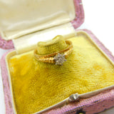 18ct Yellow Gold Illusion Set Diamond Bark Effect Solitaire Ring 1972 London