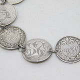 Victorian Sterling Silver Love Token Threepence Coin Bracelet Antique c1890