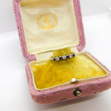 9ct Yellow Gold, Sapphire & Diamond Half Eternity Ring Vintage 1985 London