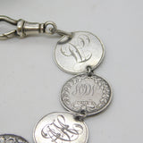 Victorian Sterling Silver Love Token Threepence Coin Bracelet Antique c1890
