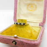 9ct Yellow Gold, Sapphire & Diamond Half Eternity Ring Vintage 1985 London