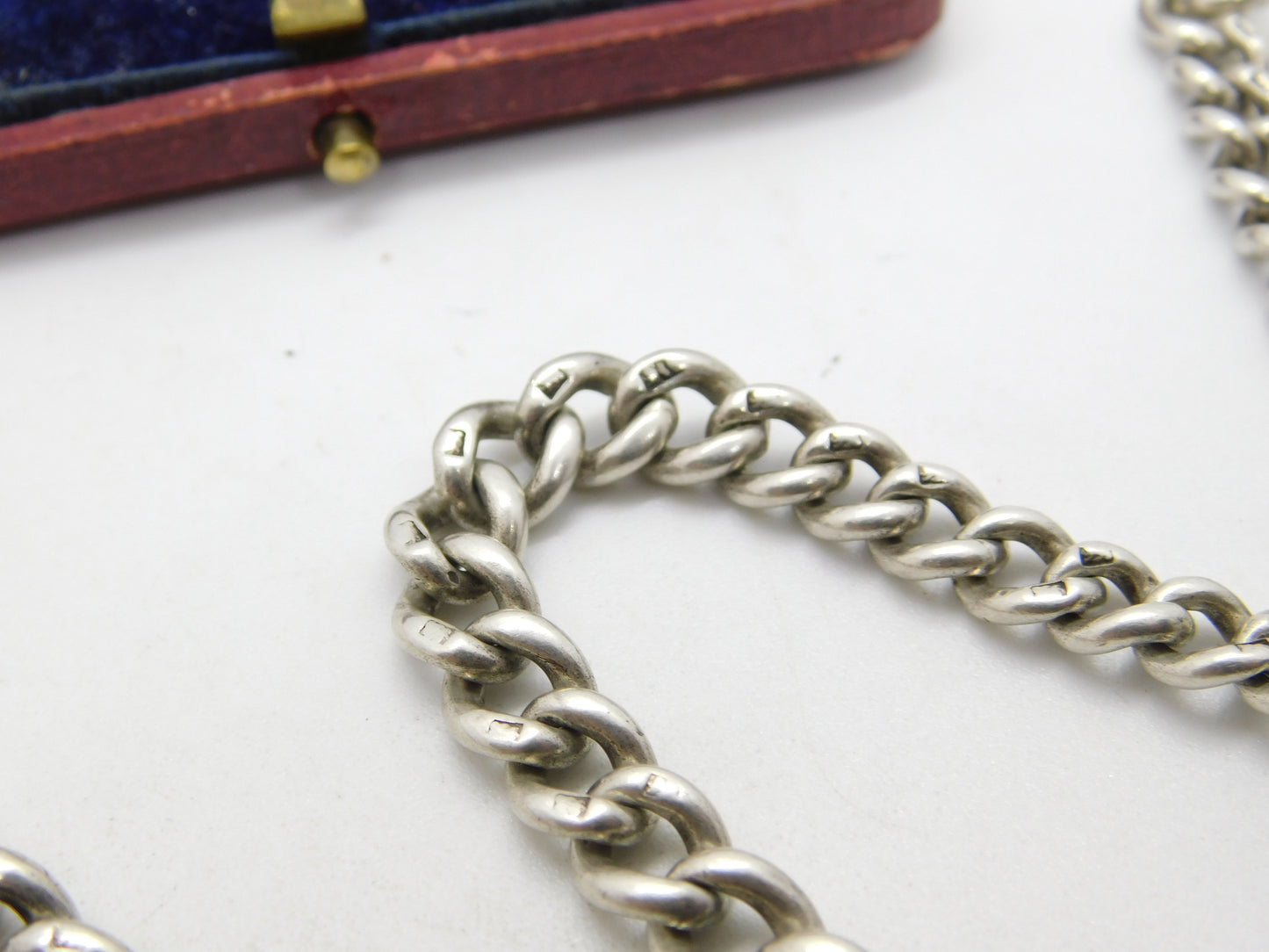 Edwardian Sterling Silver Graduating Albert Watch Chain 1904 London Antique