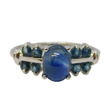 9ct White Gold Cabochon Cut Sapphire Dress Ring Vintage 2005 Birmingham