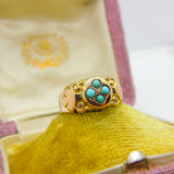 Edwardian 9ct Yellow Gold Turquoise Set Sweetheart Ring 1906 Chester Antique
