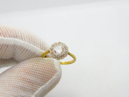 Victorian 18ct Gold & 0.75ct Old European Cut Diamond Daisy Cluster Ring c1890