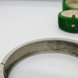 Victorian Sterling Silver Aesthetic Cuff Bangle Ivy Leaf Pattern Antique c1900