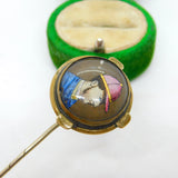 Victorian Pinchbeck Painted 'Fred Archer' Jockey Stick Pin Antique c1860