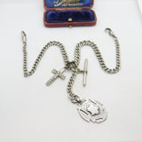 Edwardian Sterling Silver Double Albert Graduating Watch Chain 1909 Birmingham
