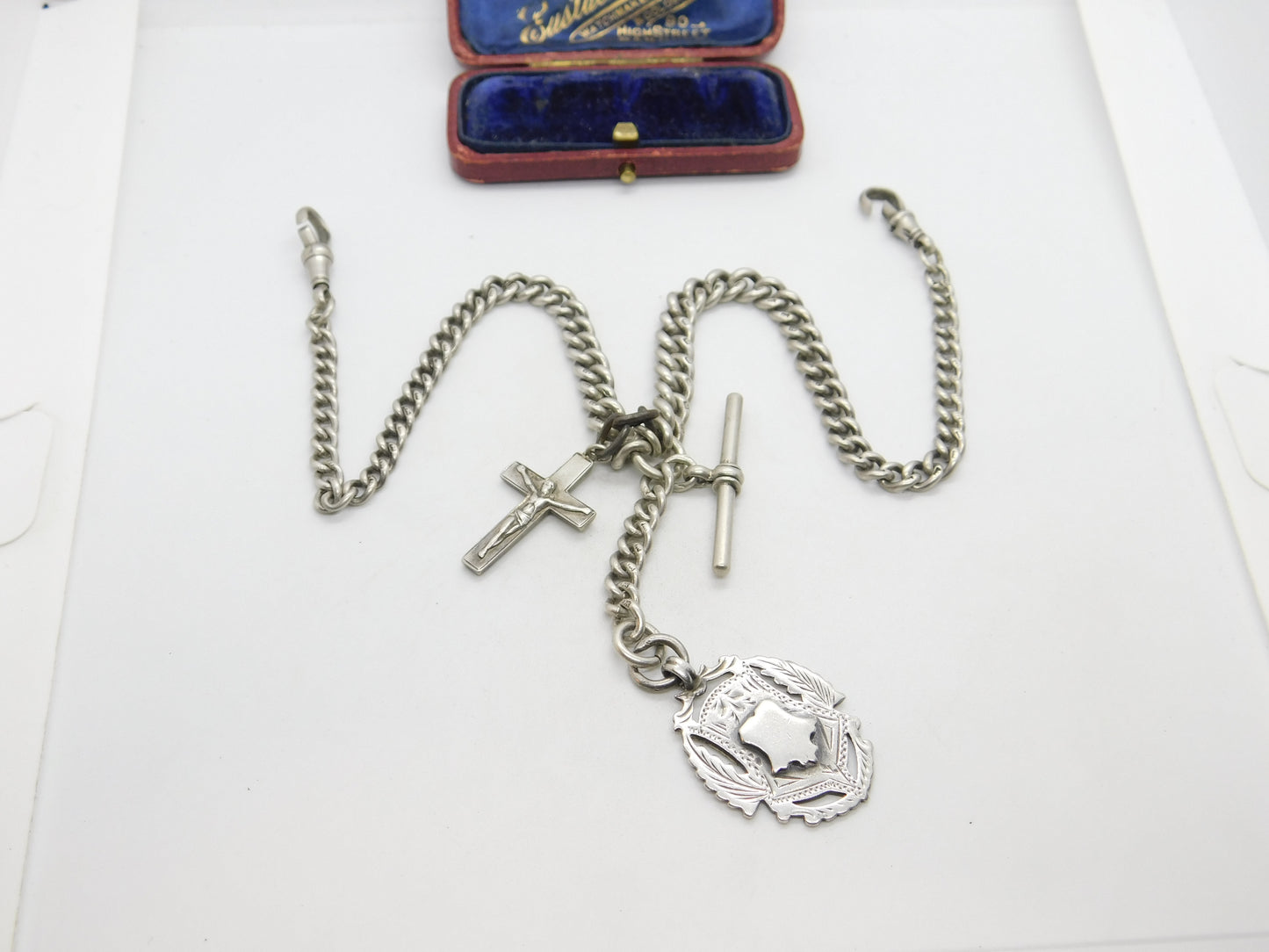 Edwardian Sterling Silver Double Albert Graduating Watch Chain 1909 Birmingham