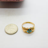 Edwardian 9ct Yellow Gold Turquoise Set Sweetheart Ring 1906 Chester Antique
