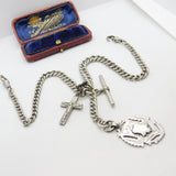 Edwardian Sterling Silver Double Albert Graduating Watch Chain 1909 Birmingham