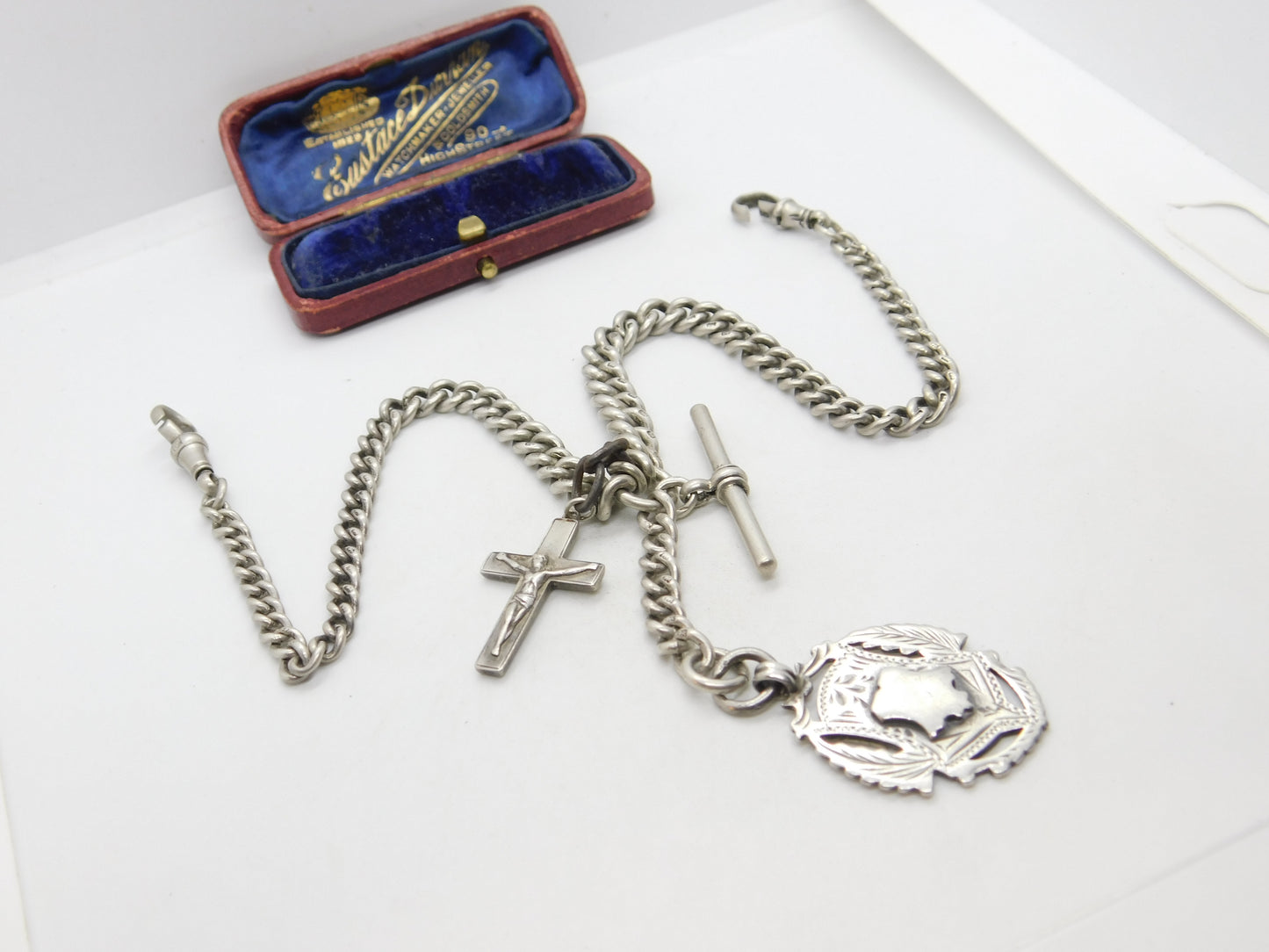 Edwardian Sterling Silver Double Albert Graduating Watch Chain 1909 Birmingham