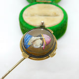 Victorian Pinchbeck Painted 'Fred Archer' Jockey Stick Pin Antique c1860