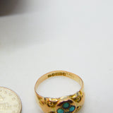 Edwardian 9ct Yellow Gold Turquoise Set Sweetheart Ring 1906 Chester Antique