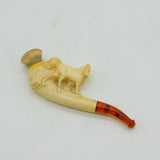 19th Century Meerschaum & Block Amber Standing Horse Pipe Antique c1880