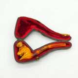 Boxed 19th Century Meerschaum Block Amber Panther Smoking Pipe Antique c1880