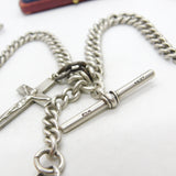 Edwardian Sterling Silver Double Albert Graduating Watch Chain 1909 Birmingham