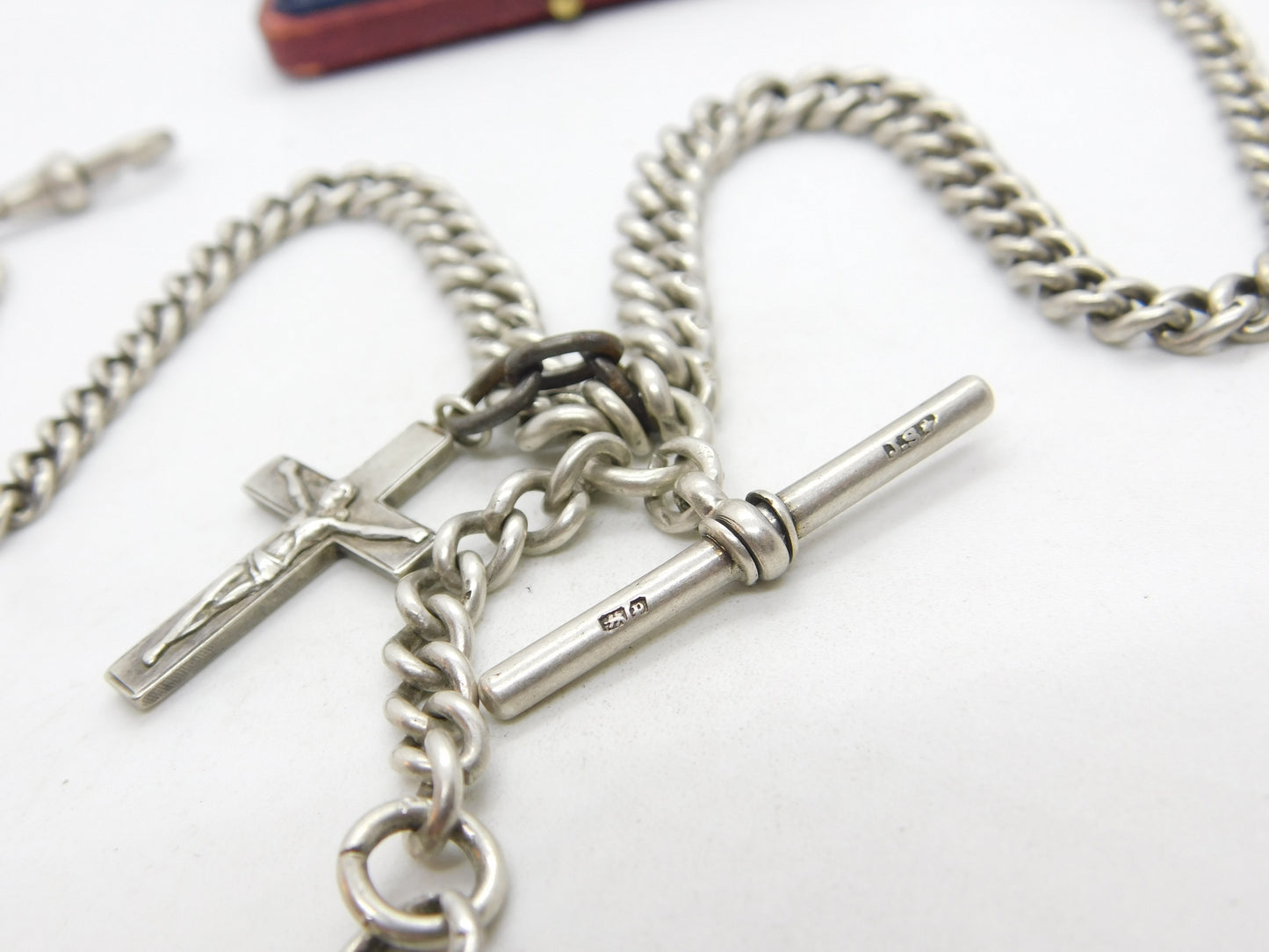 Edwardian Sterling Silver Double Albert Graduating Watch Chain 1909 Birmingham