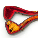 Boxed 19th Century Meerschaum Block Amber Panther Smoking Pipe Antique c1880