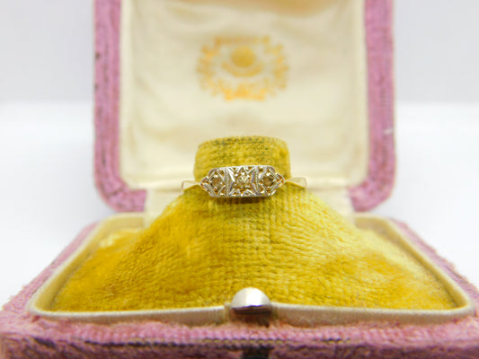 Victorian 18ct Yellow Gold Three Stone Diamond Band Ring c1890 Antique