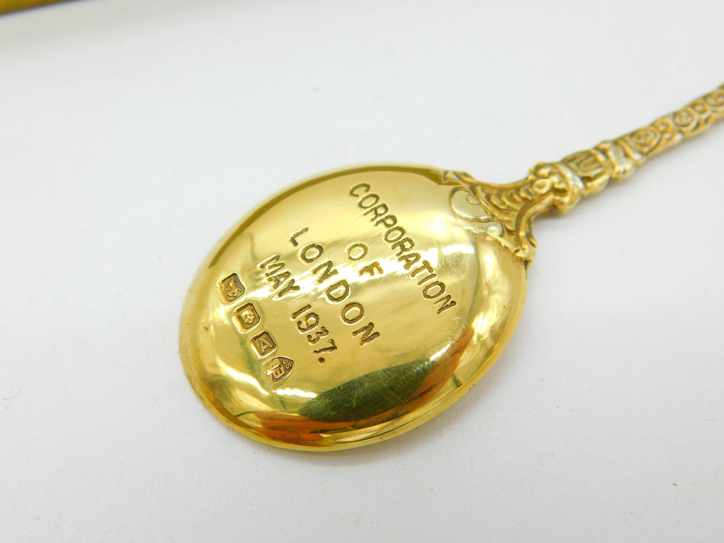 Boxed Sterling Silver Gilt King George VI Coronation Teaspoon 1936 London