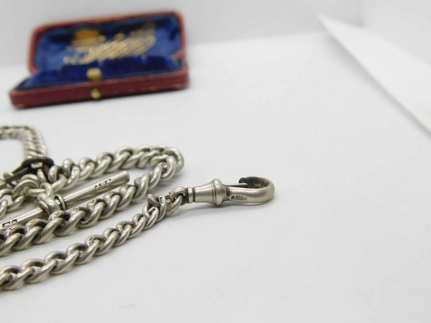 Edwardian Sterling Silver Double Albert Graduating Watch Chain 1909 Birmingham