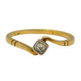 Victorian 18ct Gold & 0.1ct Diamond Crossover Band Ring Antique c1890