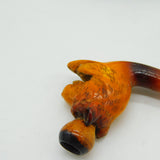 Boxed 19th Century Meerschaum Block Amber Panther Smoking Pipe Antique c1880