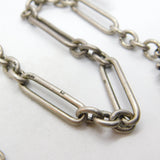Victorian Sterling Silver Trombone Link Watch Chain with Coin Fob 1896 Antique