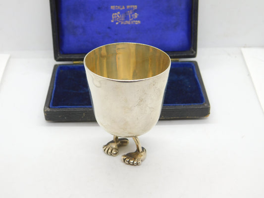 Shona Marsh Sterling Silver Novelty Shot Cup or Egg Cup On Feet Vintage 2009o