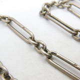 Victorian Sterling Silver Trombone Link Watch Chain with Coin Fob 1896 Antique