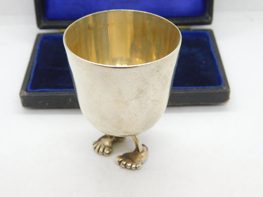 Shona Marsh Sterling Silver Novelty Shot Cup or Egg Cup On Feet Vintage 2009o