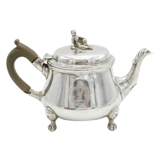 George III Sterling Silver Green Man Footed Bachelors Teapot Antique 1815 London