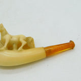 19th Century Meerschaum & Block Amber Horse Form Smoking Pipe Antique c1880