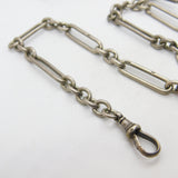 Victorian Sterling Silver Trombone Link Watch Chain with Coin Fob 1896 Antique