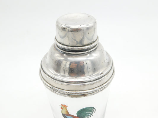 Victorian Deakin & Sons Silver Plated & Hand Painted Cockerel Cocktail Shaker c1900 Sheffield