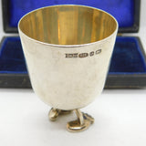 Shona Marsh Sterling Silver Novelty Shot Cup or Egg Cup On Feet Vintage 2009o