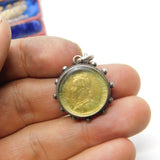 Victorian Sterling Silver Trombone Link Watch Chain with Coin Fob 1896 Antique