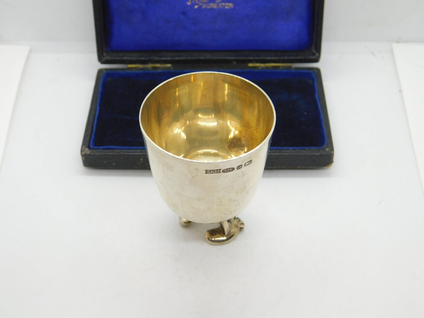 Shona Marsh Sterling Silver Novelty Shot Cup or Egg Cup On Feet Vintage 2009o