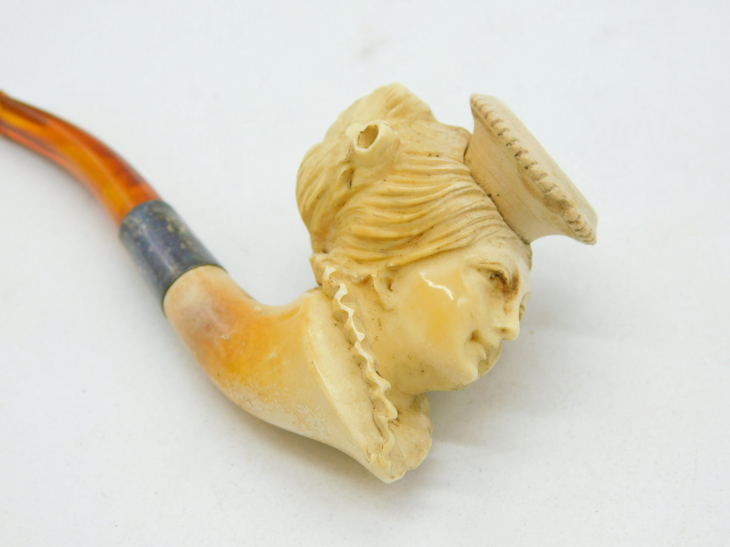 19th Century Meerschaum & Block Amber Regency Lady Pipe Antique c1880