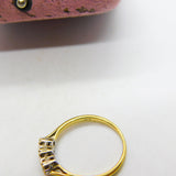 18ct Yellow Gold & 0.3ct Diamond Three Stone Ring Vintage c1970 London
