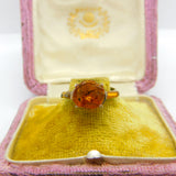 Victorian Sterling Silver & Natural Fossilised Bugs in Amber Ring c1860 Antique