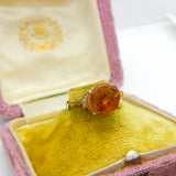 Victorian Sterling Silver & Natural Fossilised Bugs in Amber Ring c1860 Antique