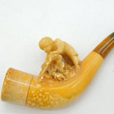 19th Century Novelty Meerschaum Block Amber Playing Child Pipe Antique c1880