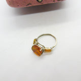 Victorian Sterling Silver & Natural Fossilised Bugs in Amber Ring c1860 Antique