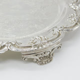 Sterling Silver Oak Tree Crest & Natural Patterns Serving Salver Antique c1915