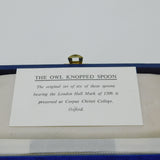 Boxed Sterling Silver Owl Knopped Spoon Replica Vintage 1990 London